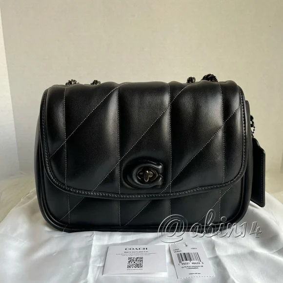 Coach Black Leather Pillow Madison Shoulder Crossbody Bag Quilting